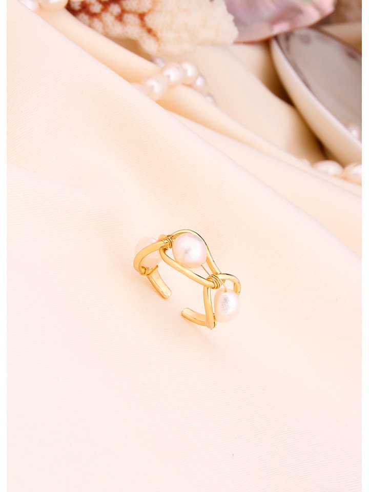 L'Atelier de Gaia Pozłacany pierścionek z perłami rozmiar: onesize