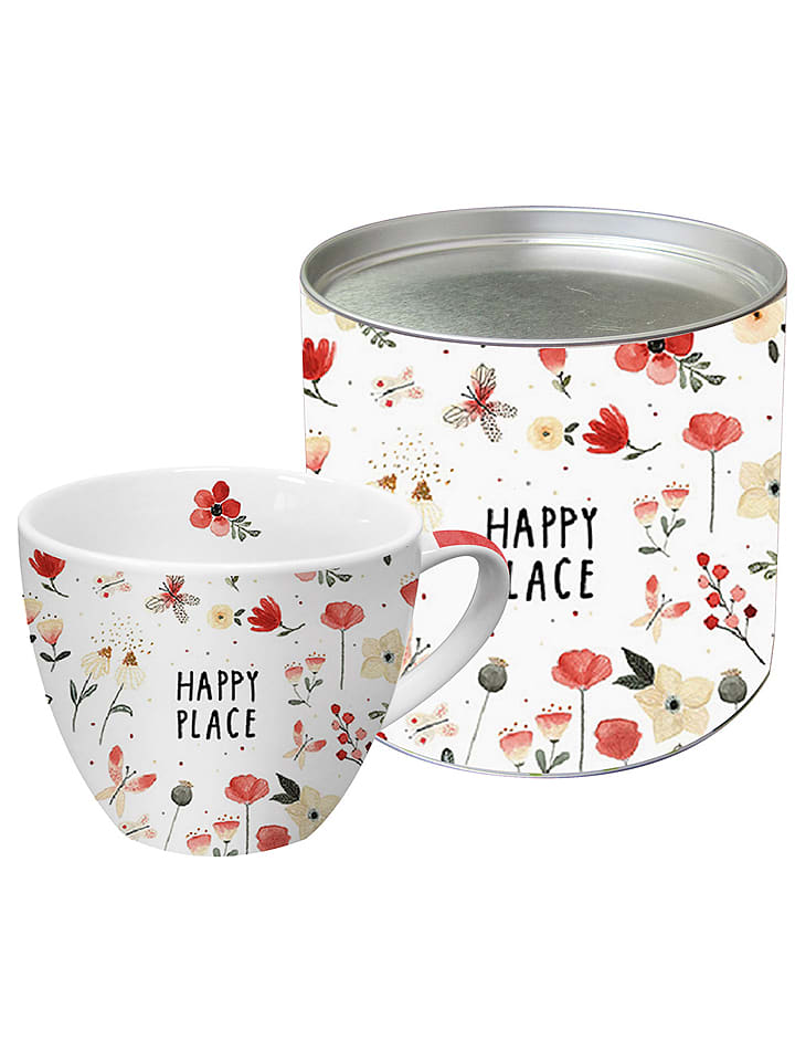 ppd Kubek jumbo "Happy Place" w kolorze biało-czerwonym - 450 ml rozmiar: onesize