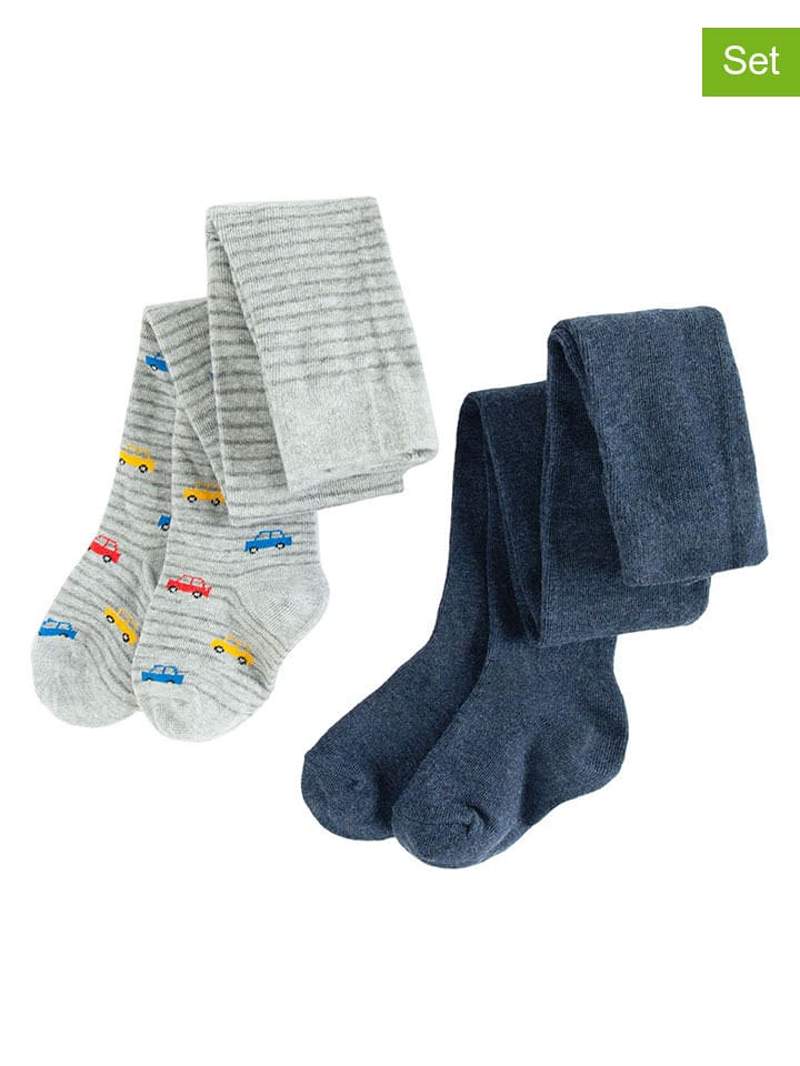 COOL CLUB Rajstopy (2 pary) w kolorze granatowym i szarym rozmiar: 128/134