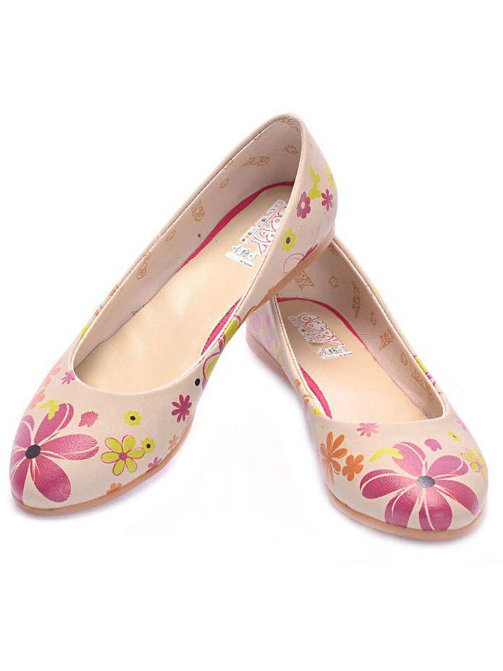 Goby Baleriny w kolorze kremowo-czerwono-żółtym ze wzorem rozmiar: 42