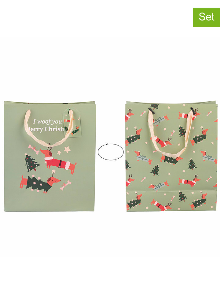 Villa d´Este Torebki prezentowe (12 szt.) "Natalotto" w kolorze zielonym - 22 x 26 x 10 cm rozmiar: onesize