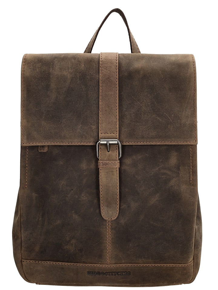 HIDE & STITCHES Skórzany plecak w kolorze brązowym - 25,5 x 32,5 x 12 cm rozmiar: onesize