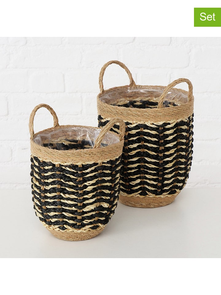 Boltze Kosze (2 szt.) "Leniro" w kolorze jasnobrązowo-czarnym na rośliny rozmiar: onesize