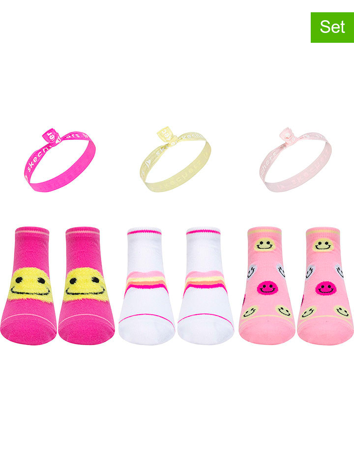 Skechers 6-częściowy zestaw w kolorze jasnoróżowo-biało-różowym rozmiar: 27,5-35,5