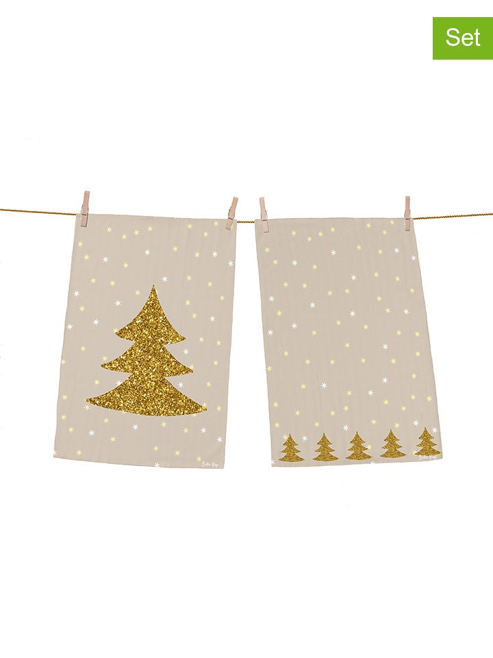 Butter Kings Ściereczki (2 szt.) w kolorze złoto-beżowym do naczyń - 70 x 50 cm rozmiar: onesize