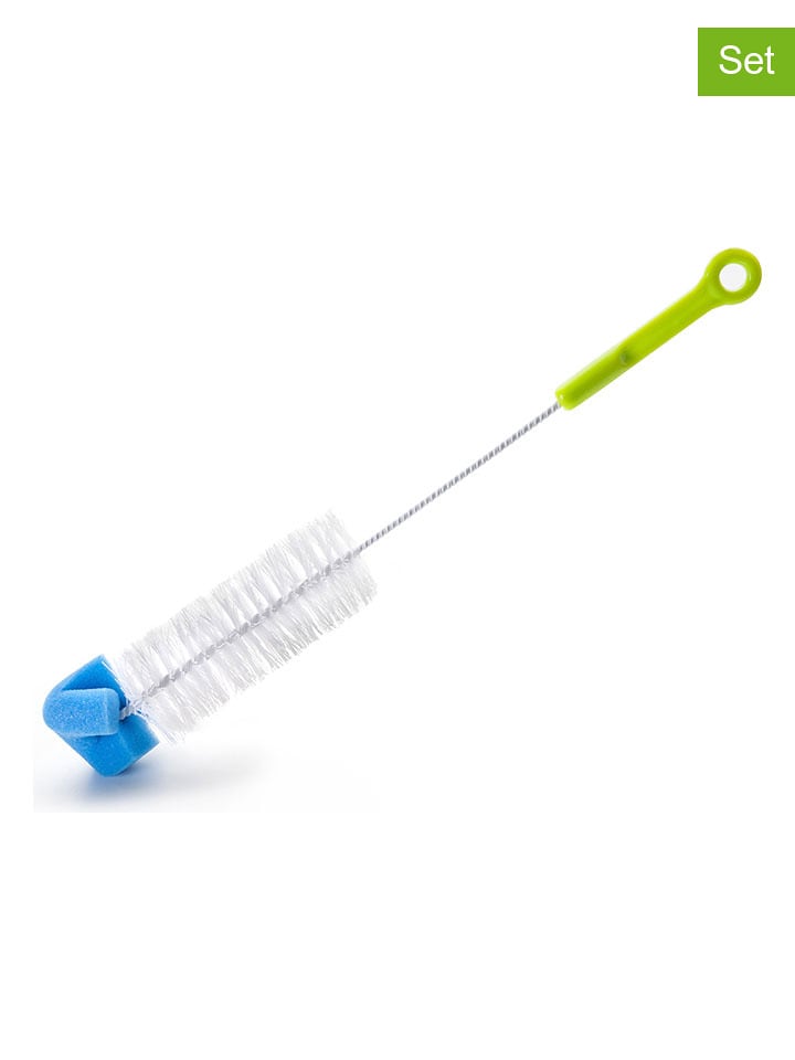 Ibili Szczotki (2 szt.) w kolorze zielono-biało-niebieskim do butelek - dł. 48 cm rozmiar: onesize
