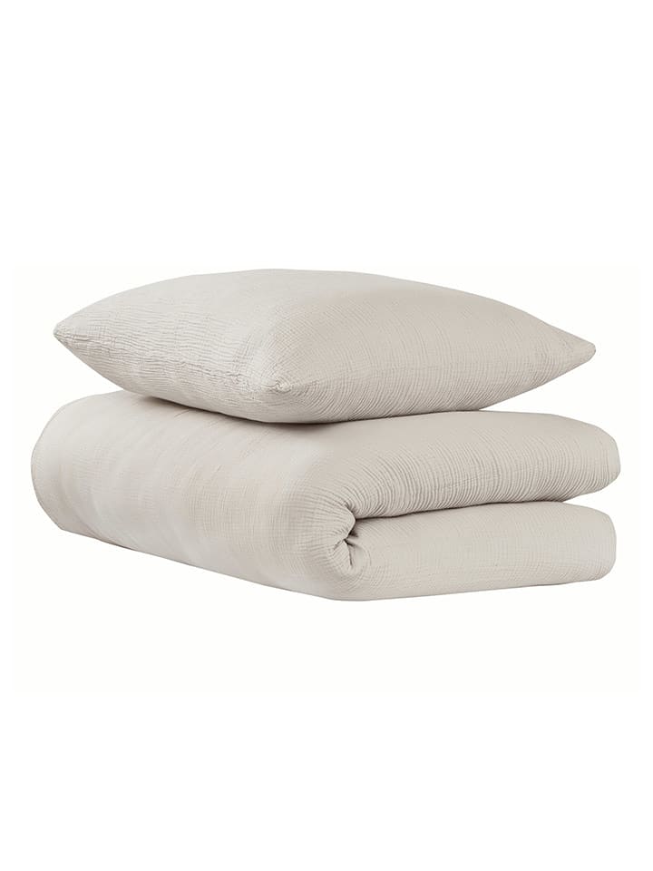 UNCOVER BY SCHIESSER Komplet pościeli muślinowej "Lennox" w kolorze szarobrązowym rozmiar: 135x200 cm