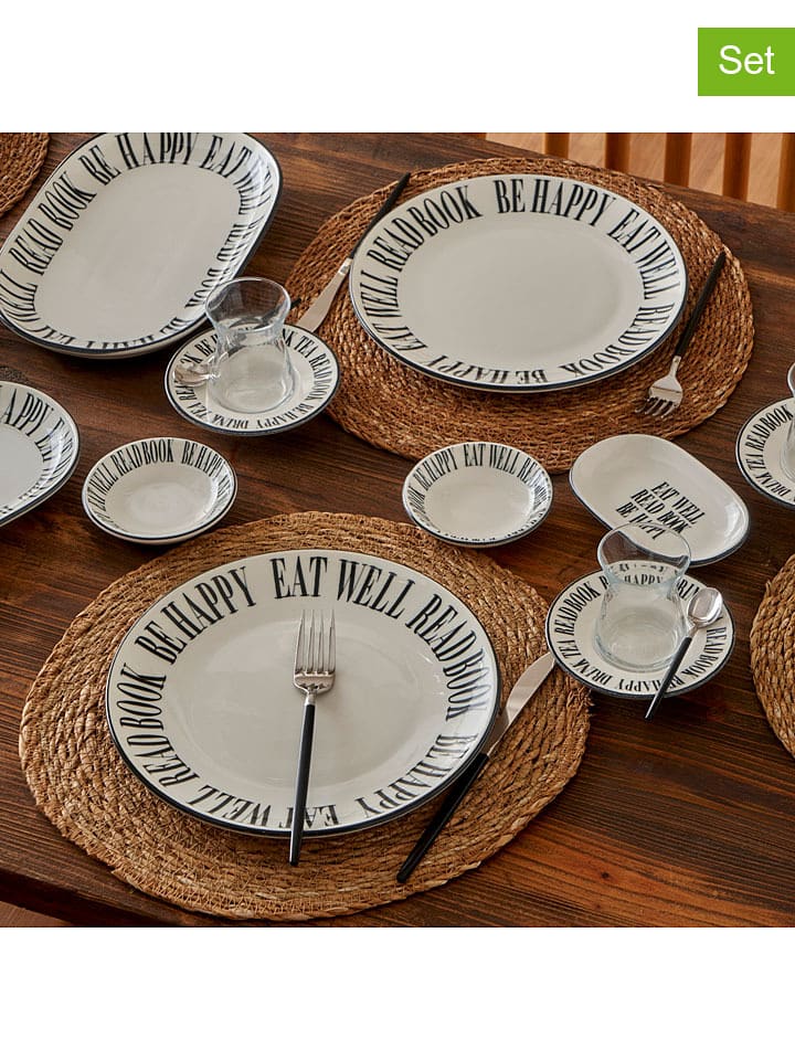 BELLA MAISON 26-częściowy zestaw śniadaniowy "Book Lovers" w kolorze czarno-białym rozmiar: onesize