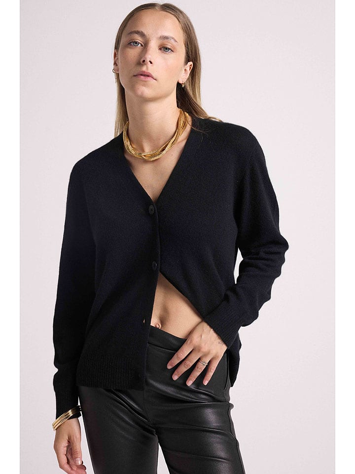 Maison Héritage Cashmere Kaszmirowy kardigan w kolorze czarnym rozmiar: XL