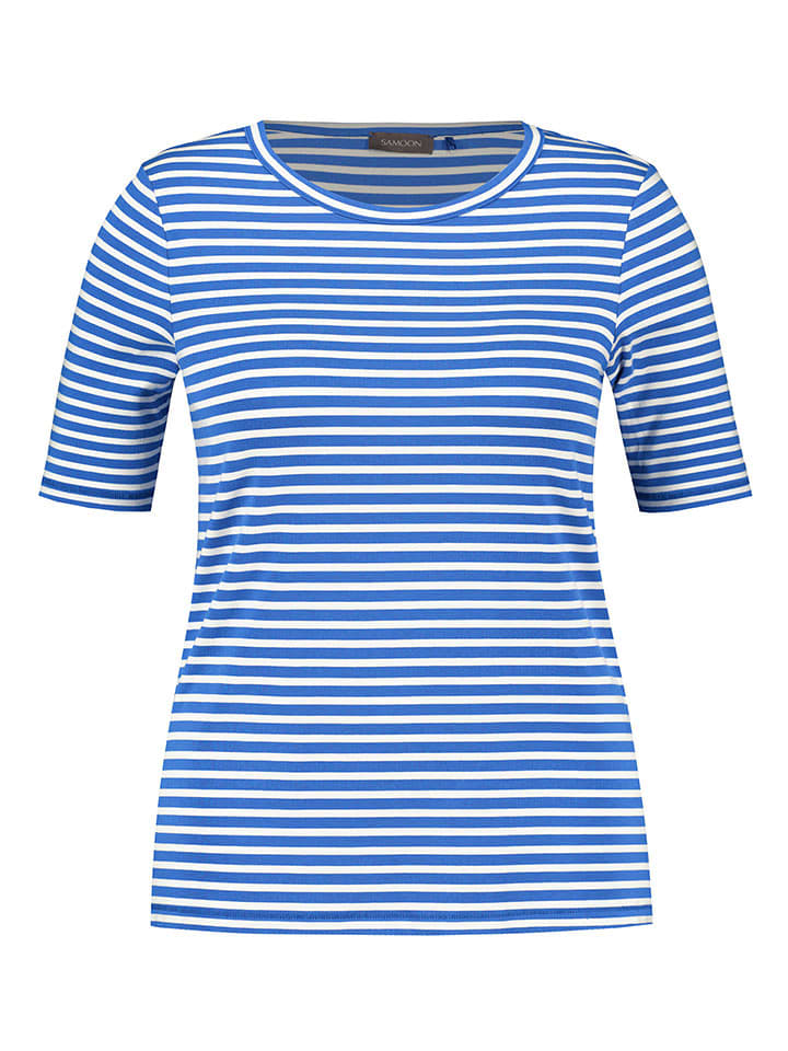 SAMOON Koszulka w kolorze niebiesko-białym rozmiar: 44
