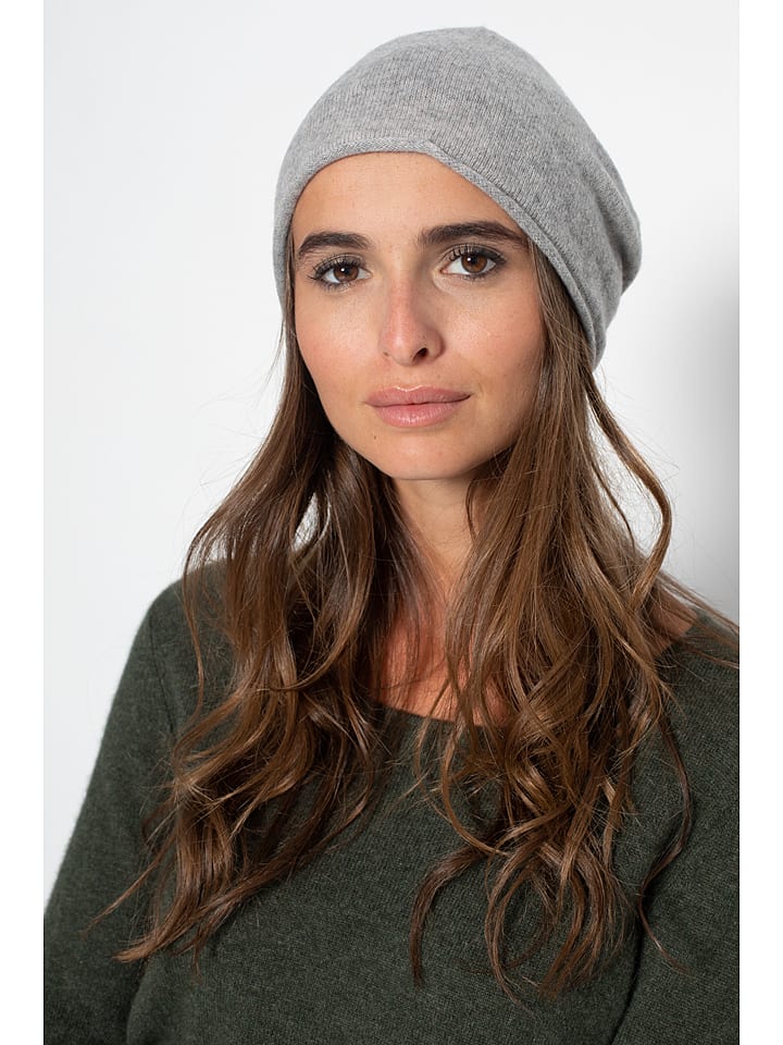 Just Cashmere Kaszmirowa czapka "Lauren" w kolorze szarym rozmiar: onesize