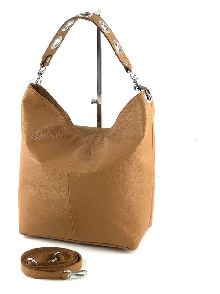 Marlon Skórzana torebka "Tamara" w kolorze karmelowym - 40 x 33 x 15 cm rozmiar: onesize