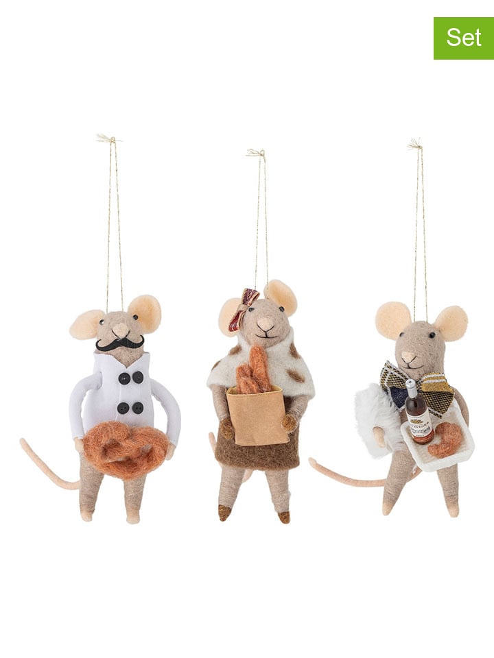 Bloomingville Zawieszki dekoracyjne (3 szt.) ze wzorem - dł. 12 cm rozmiar: onesize