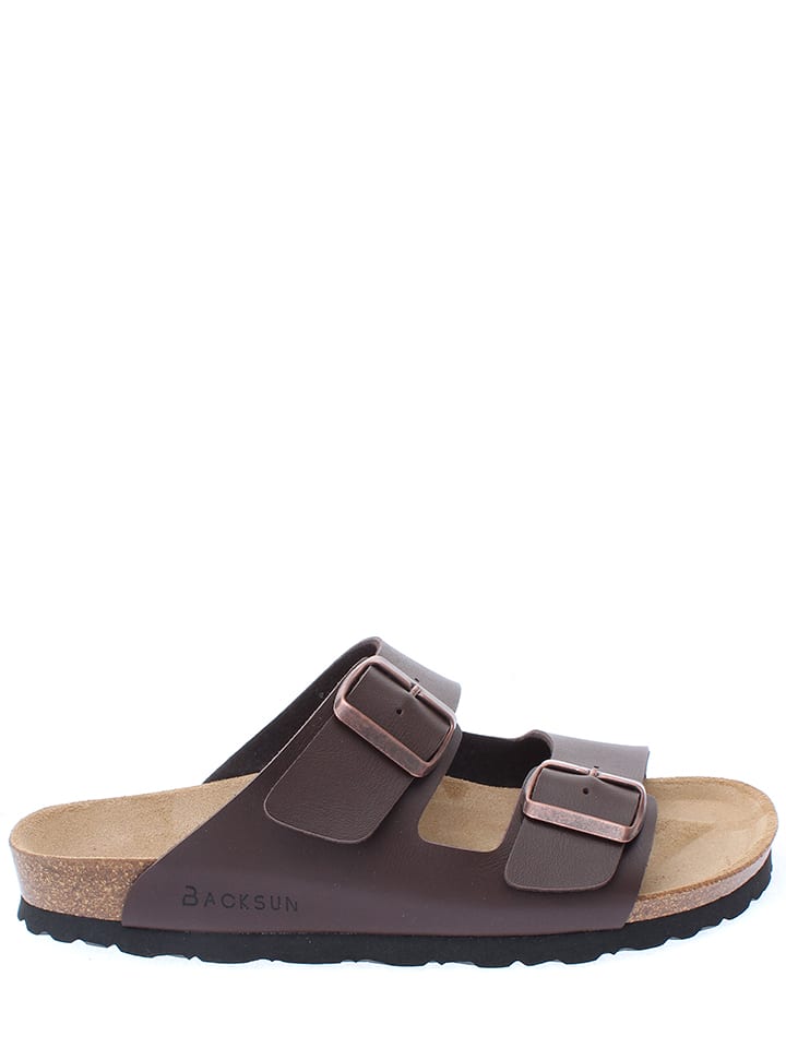 BACKSUN Skórzane klapki w kolorze brązowym rozmiar: 41