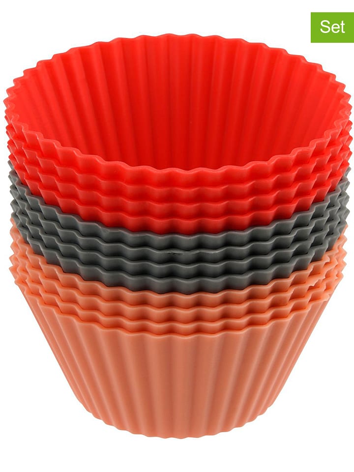 Dr. Oetker Silikonowe foremki (12 szt.) w kolorze czarno-czerwonym do muffinek - Ø 4 cm rozmiar: onesize