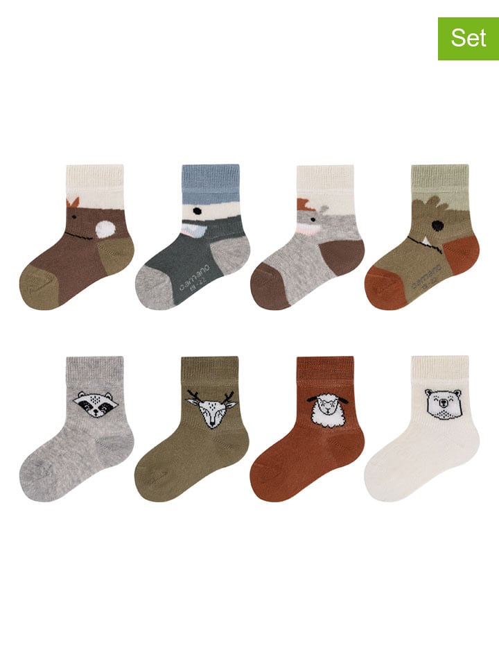 camano Skarpety (8 par) w kolorze jasnobrązowo-szaro-oliwkowym rozmiar: 19-22