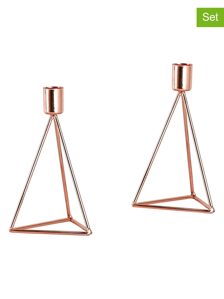 Echtwerk Świeczniki (2 szt.) "Diamond" w kolorze miedzianym - 9,5 x 16,5 x 9,5 cm rozmiar: onesize