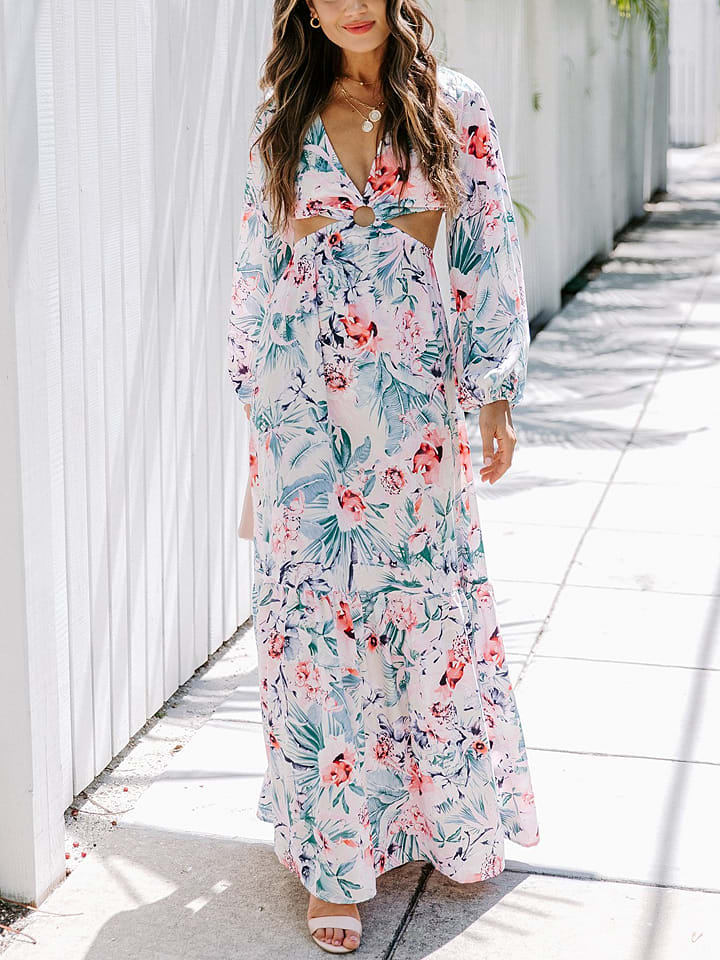 Milan Kiss Sukienka w kolorze kremowo-niebiesko-jasnoróżowym rozmiar: XL