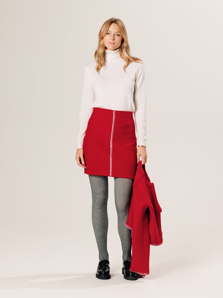 Rodier Wełniana spódnica w kolorze czerwonym rozmiar: M