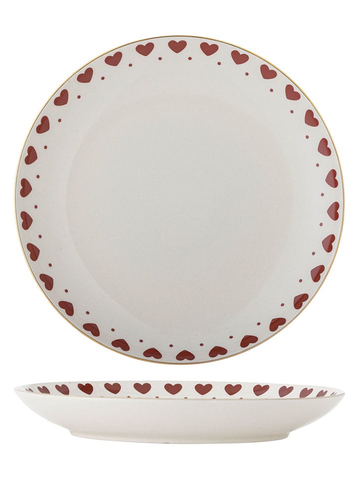 Bloomingville Talerz obiadowy "Jolly" w kolorze biało-czerwonym - Ø 26,5 cm rozmiar: onesize