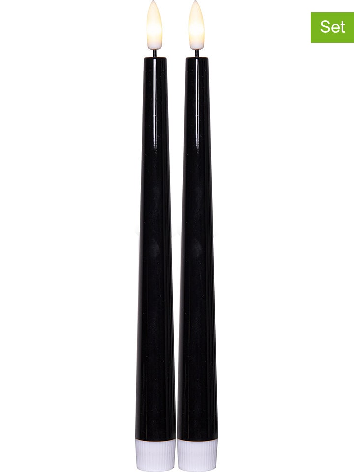 STAR Trading Świece LED (2 szt.) "Flamme Candy" w kolorze czarnym - wys. 26 cm rozmiar: onesize