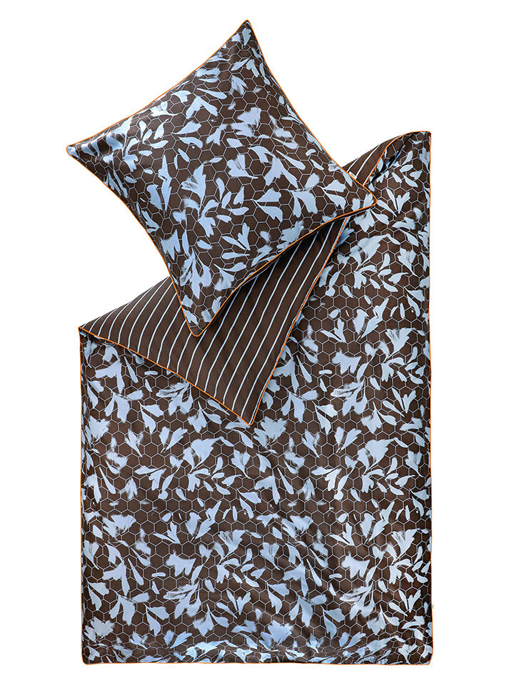 ESPRIT Komplet pościeli satynowej "Noel" w kolorze błękitno-brązowym rozmiar: 135x200 cm