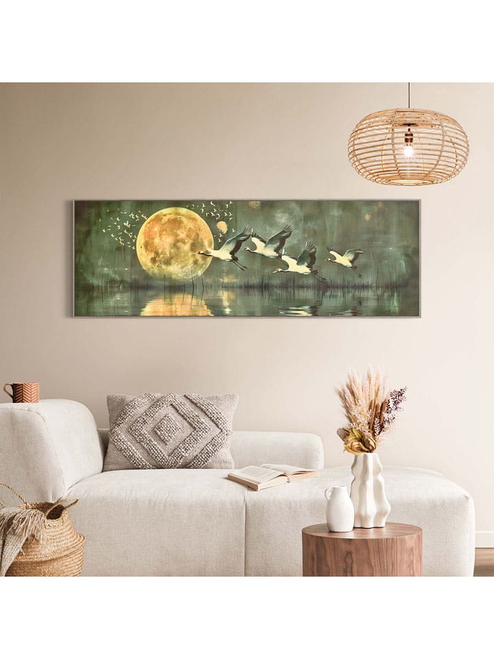 Orangewallz Druk "Cranes in the Evening" na płótnie w ramce rozmiar: 40x120 cm