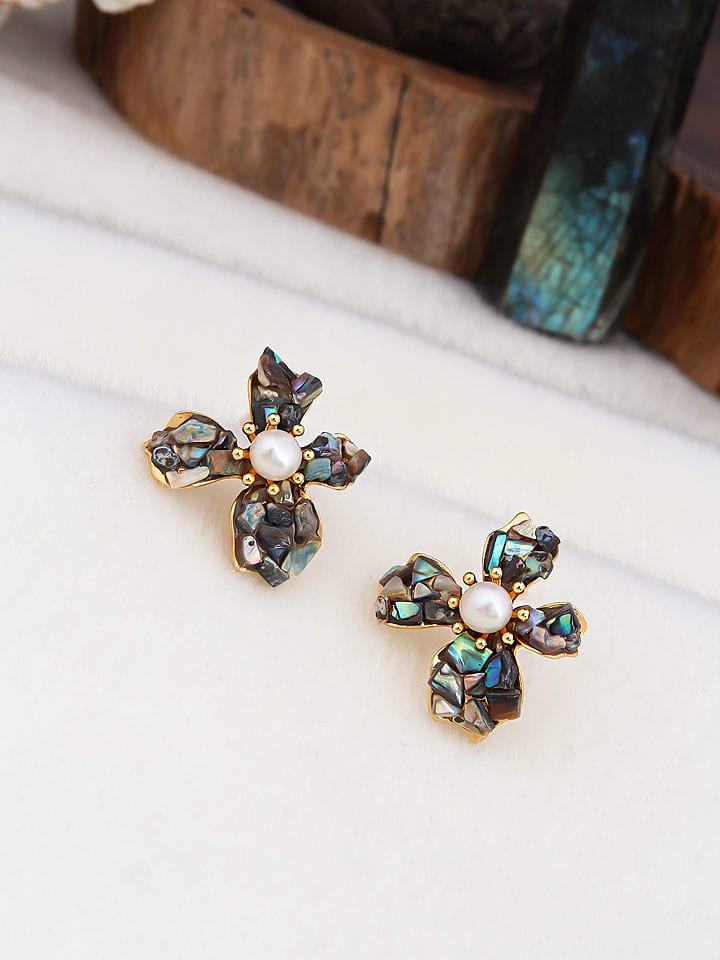 Pierres de Jade Pozłacane kolczyki-wkrętki z perłami rozmiar: onesize