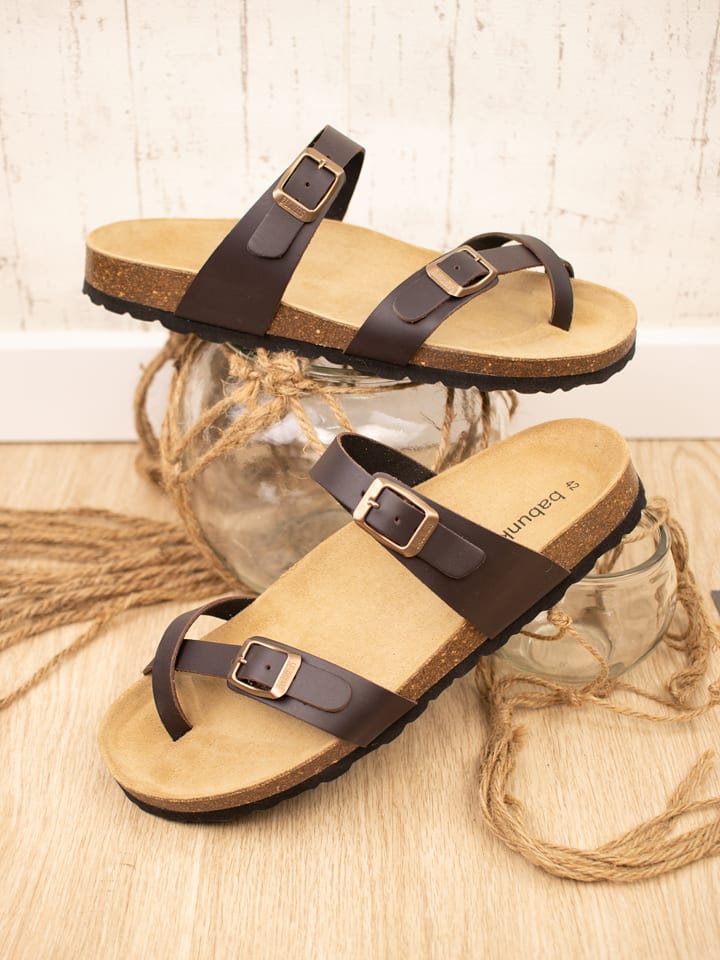 BABUNKERS Family Skórzane japonki w kolorze brązowym rozmiar: 45