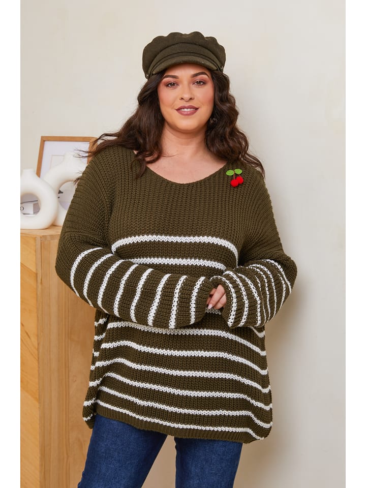 Curvy Lady Sweter w kolorze khaki rozmiar: 40/42
