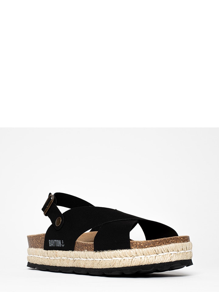 BAYTON Sandały "Leida" w kolorze czarnym na koturnie rozmiar: 41