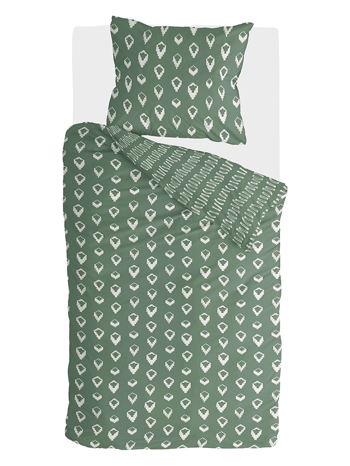 Walra Komplet pościeli "Remade Turned Cones" w kolorze zielonym rozmiar: 155x220 cm