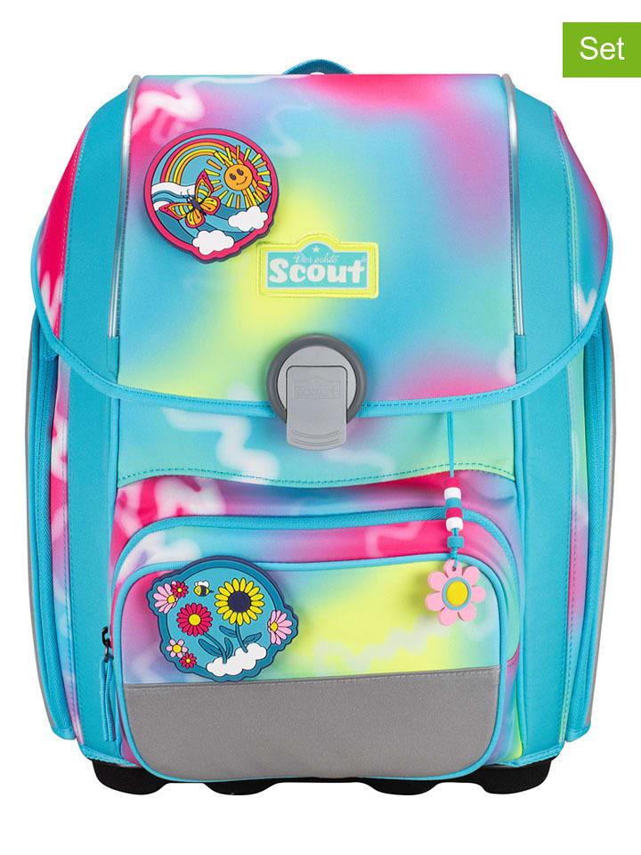 Scout 5-częściowy zestaw szkolny "Genius Set Safety Light - Happy Rainbow" ze wzorem rozmiar: onesize