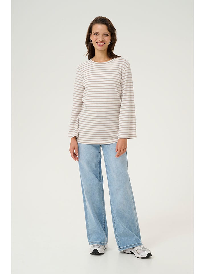 Kaffe Koszulka "Liddy" w kolorze szarobrązowo-białym rozmiar: XL