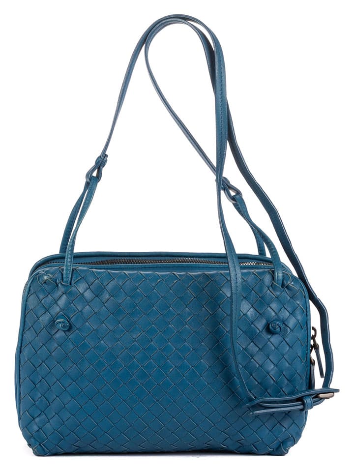 Bottega Veneta Skórzana torebka w kolorze niebieskim - 22 x 19 x 4 cm rozmiar: onesize