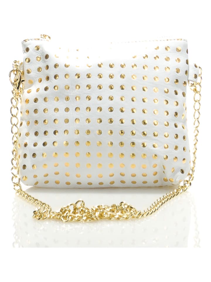 Mila Blu Skórzana torebka "Ninfea" w kolorze złoto-białym - 20 x 22 x 2 cm rozmiar: onesize