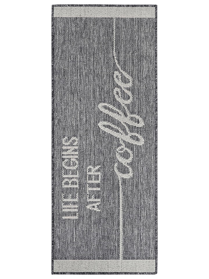 Hanse Home Chodnik kuchenny "Life Begins After Coffee" w kolorze szaro-kremowym rozmiar: 62x150 cm