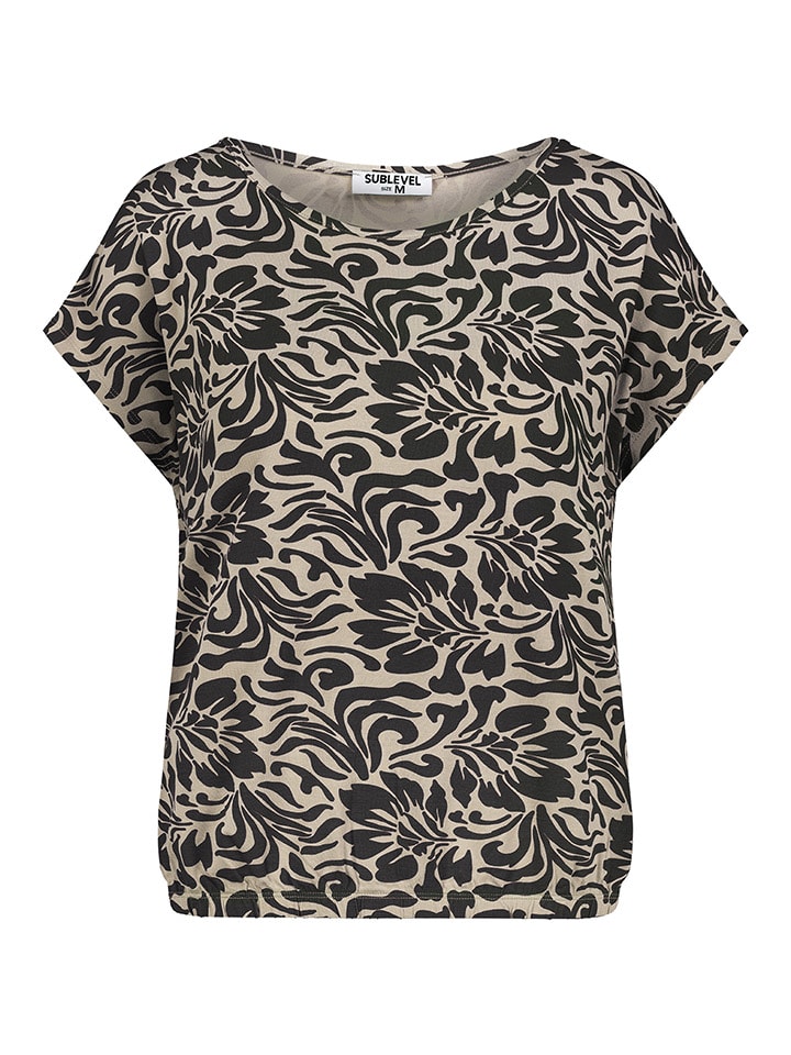 Sublevel Koszulka w kolorze beżowo-czarnym rozmiar: XL