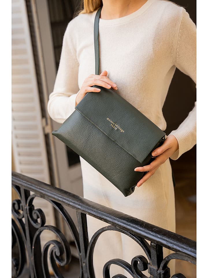 maison héritage PARIS Skórzana torebka "Vaya" w kolorze ciemnozielonym - 27 x 18 x 7 cm rozmiar: onesize