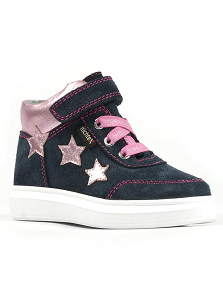 Richter Shoes Skórzane sneakersy "Alessa" w kolorze granatowo-jasnoróżowym rozmiar: 32