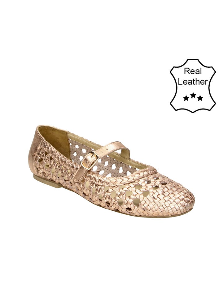 Bullboxer Skórzane baleriny w kolorze złotym rozmiar: 40