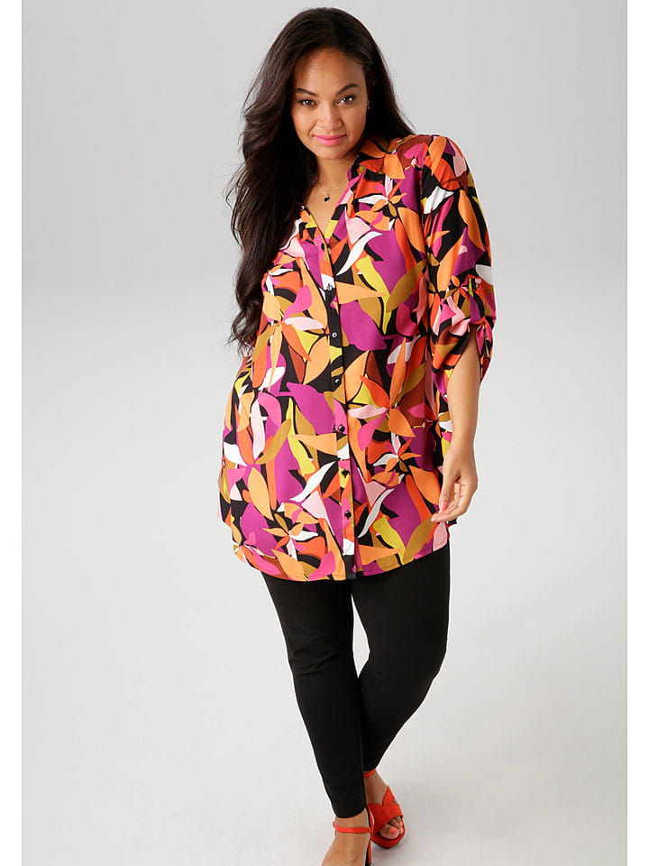 Aniston Bluzka w kolorze czarno-różowo-pomarańczowym rozmiar: 44