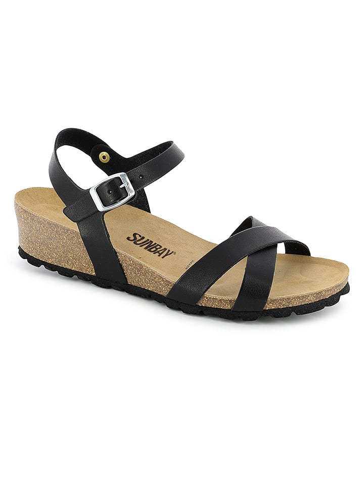 Sunbay Sandały "Lecheria" w kolorze czarnym na koturnie rozmiar: 36