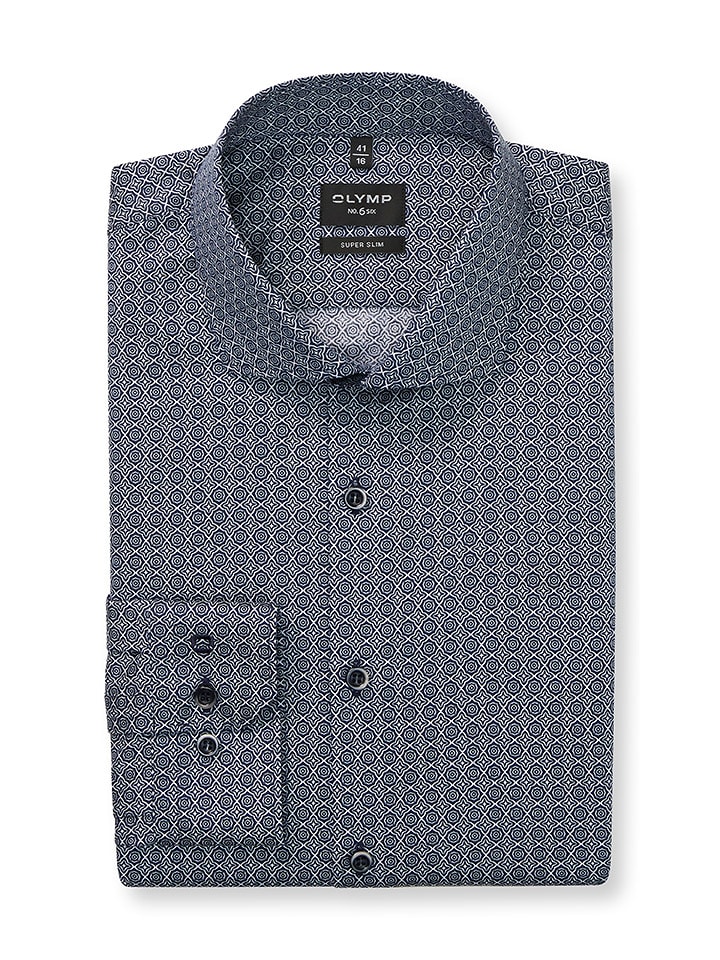 OLYMP Koszula "No 6" - Super Slim - w kolorze granatowo-białym rozmiar: 38