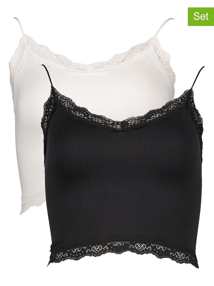 ONLY Topy (2 szt.) w kolorze czarnym i białym rozmiar: L/XL