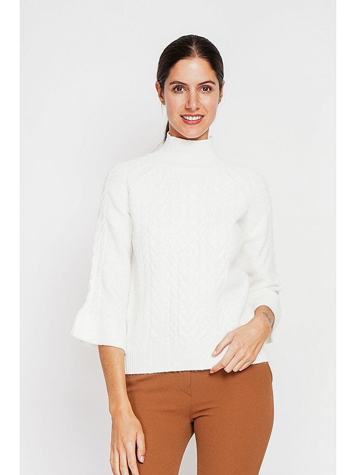 ASSUILI Sweter w kolorze białym rozmiar: 38