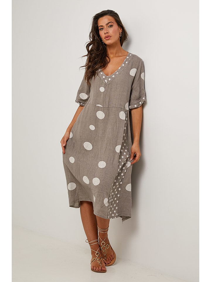 Le Monde du Lin Lniana sukienka w kolorze beżowym rozmiar: 38/40