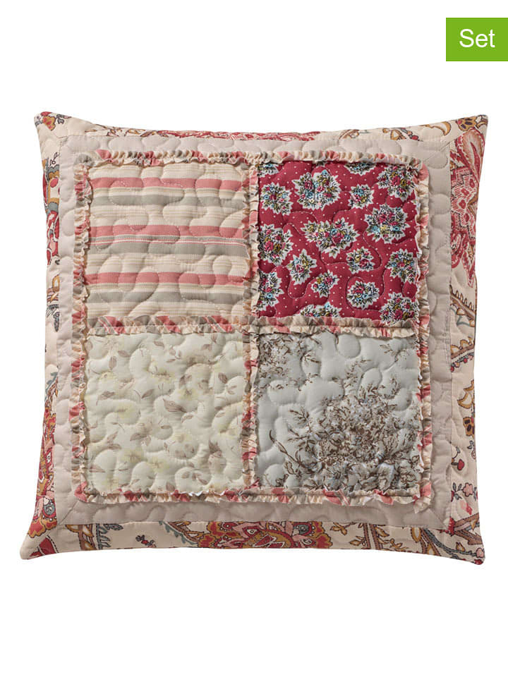 heine home Poszewki (2 szt.) w kolorze beżowo-czerwonym na poduszkę rozmiar: 40x40 cm