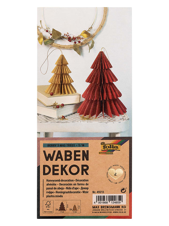 folia PAPER Dekoracje (2 szt.) "Berry Xmas Trees" w kolorze beżowo-czerwonym rozmiar: onesize