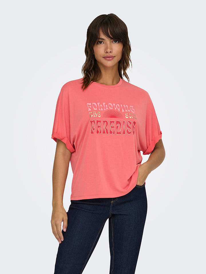 ONLY Koszulka w kolorze koralowym rozmiar: XL